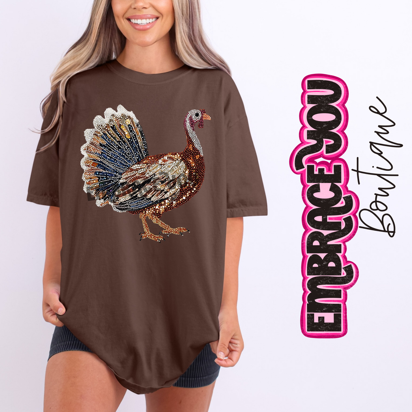 Faux Jewel Turkey Graphic Tee