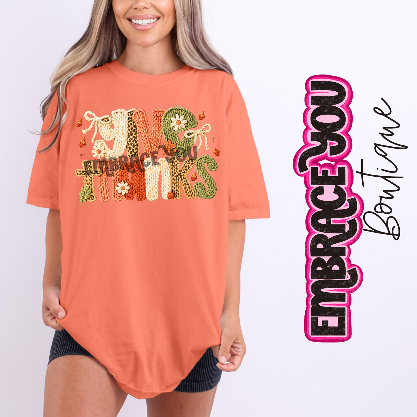 Give Thanks Faux Yarn Graphic Tee