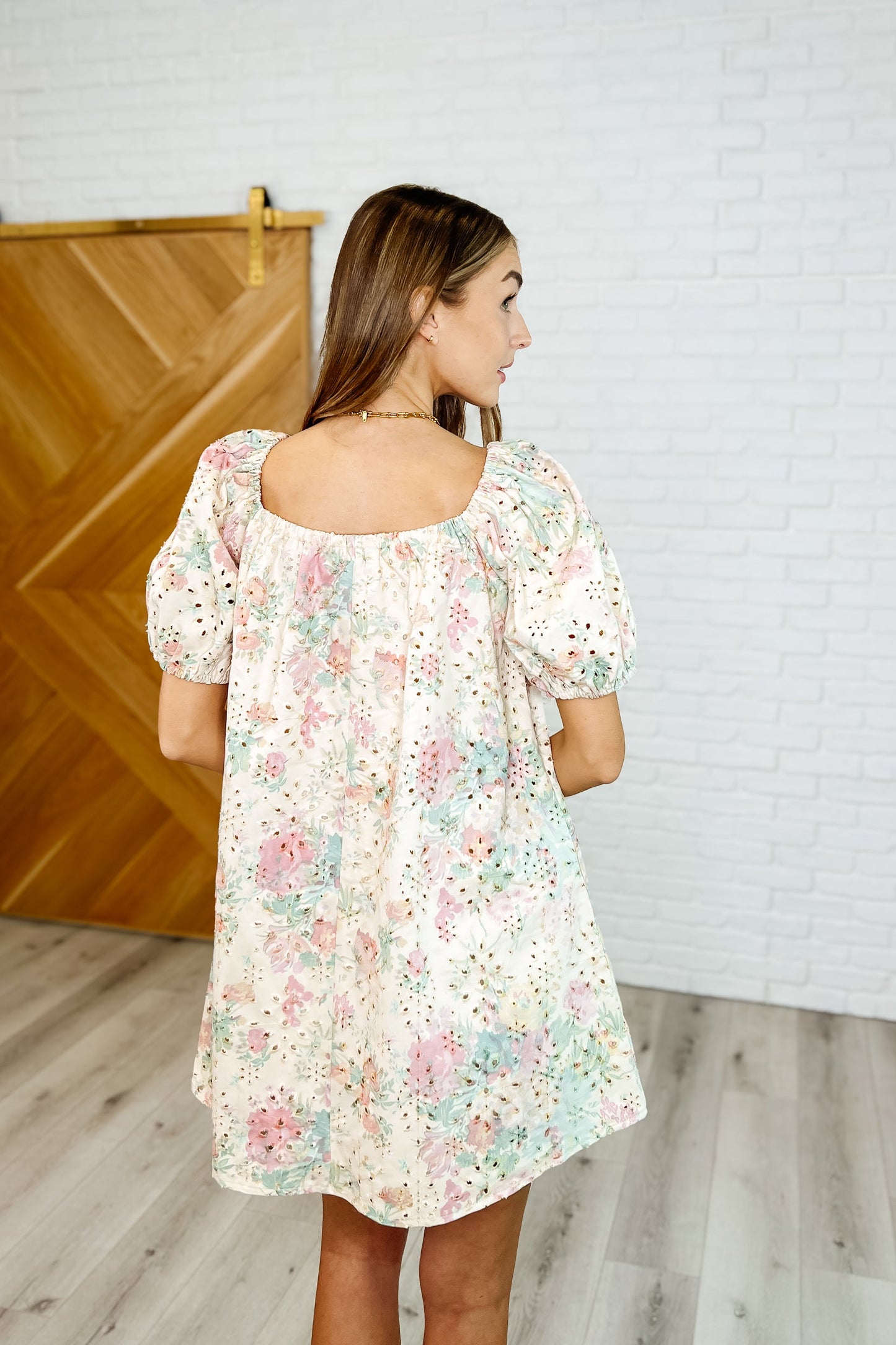 Bow Peep Eyelet Knit Dress in Pink and Green