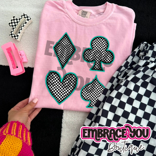 Checkered Playing Card Graphic Tee