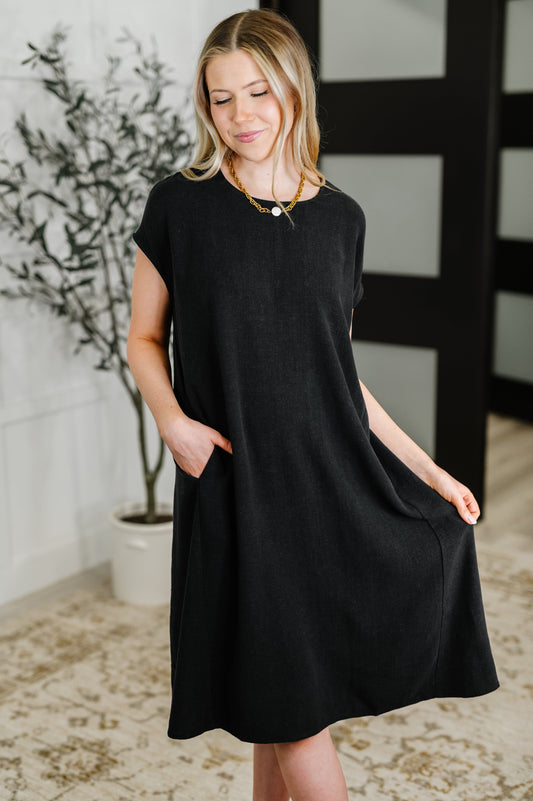 Flatter Me Later Relaxed Dress in Black