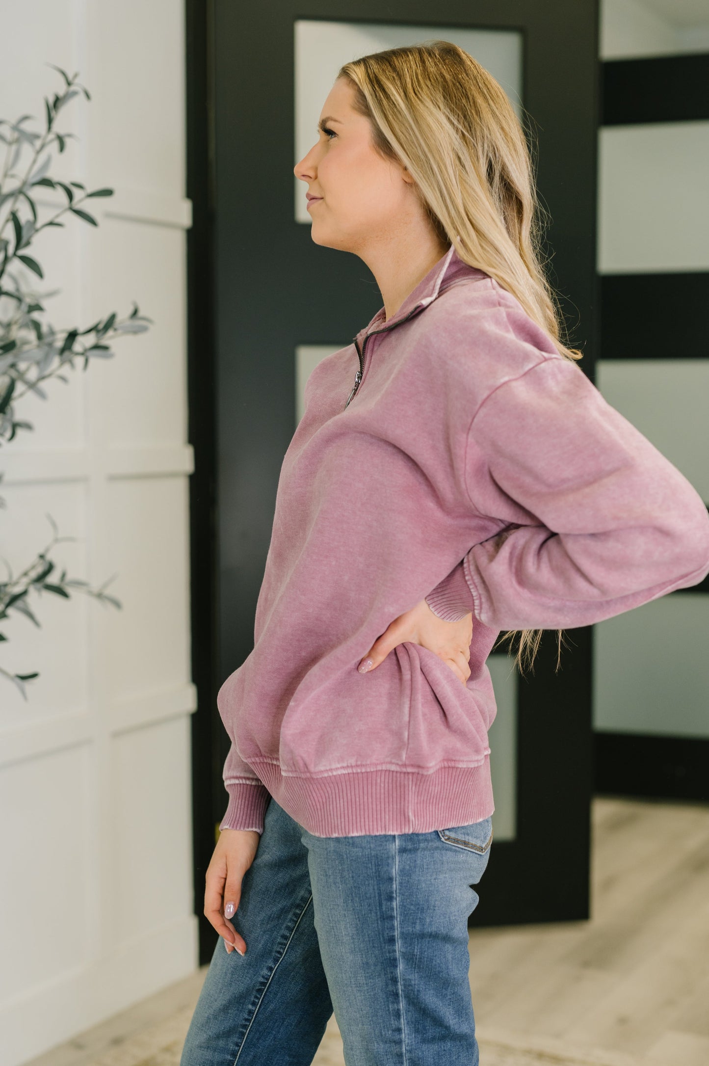 You Should Know Half Zip Pullover in Light Rose