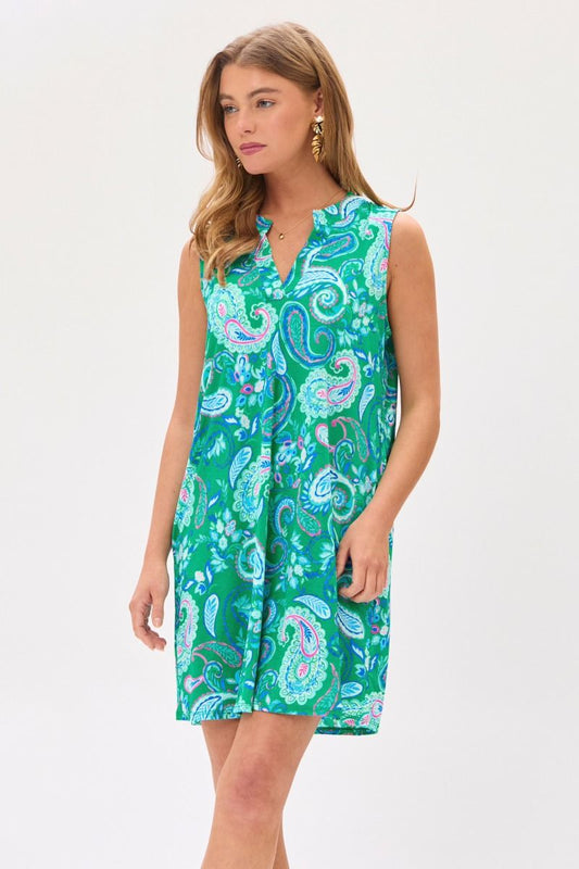 Dear Scarlett Lizzy Tank Dress in Emerald/Blue