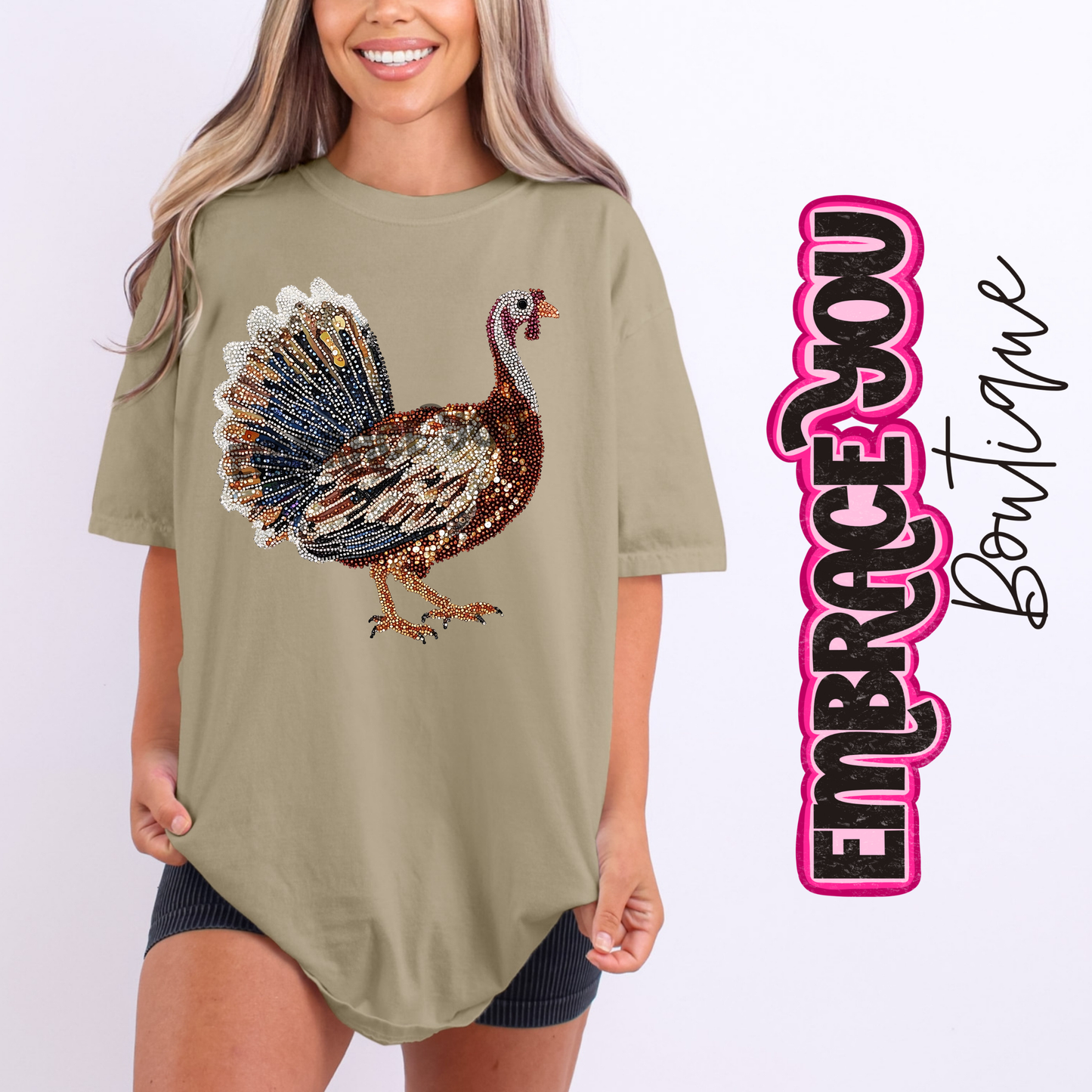 Faux Jewel Turkey Graphic Tee