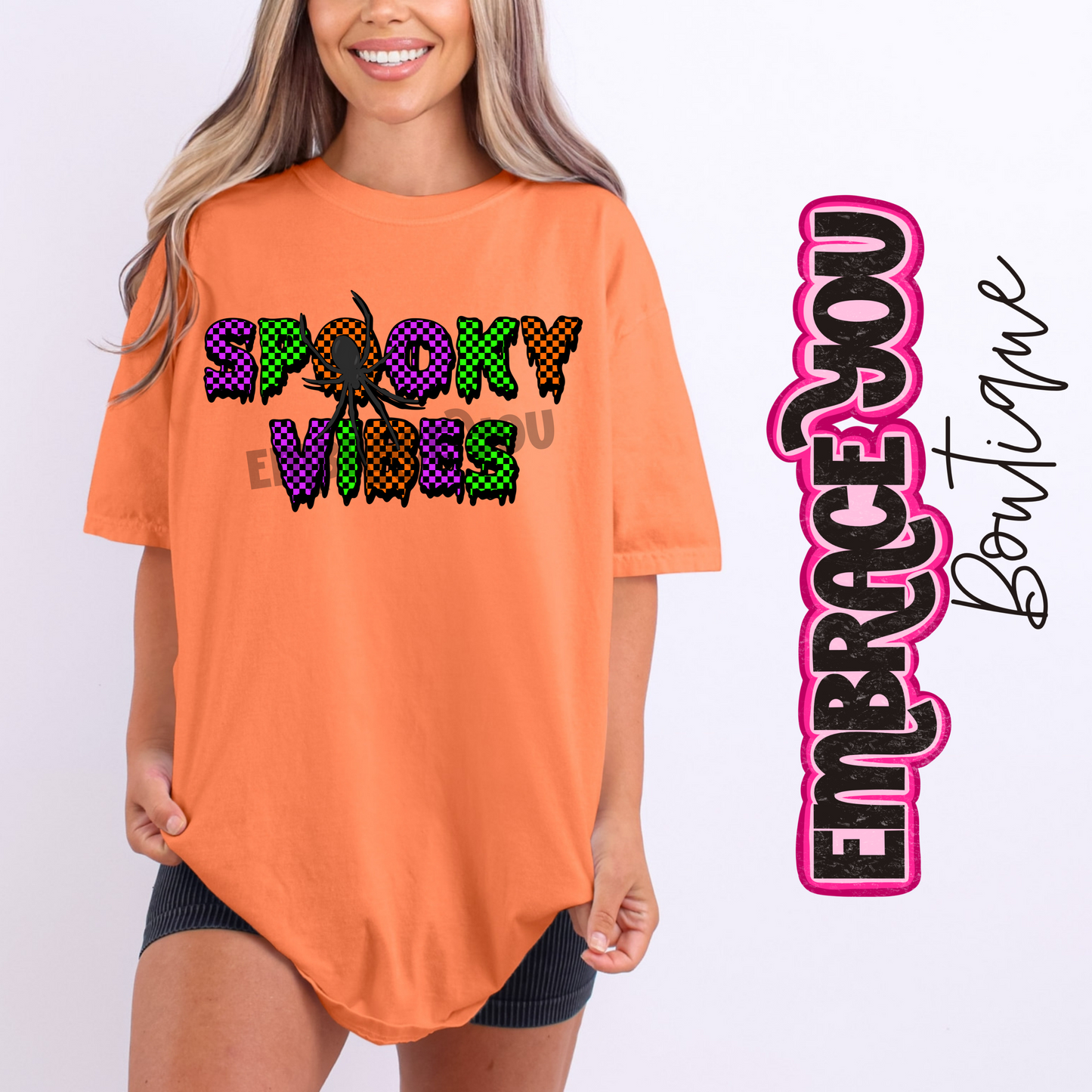 Checkered Spooky Vibes Comfort Colors Graphic Tee