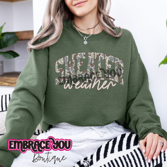 Camo Sweater Weather Gildan Crewneck