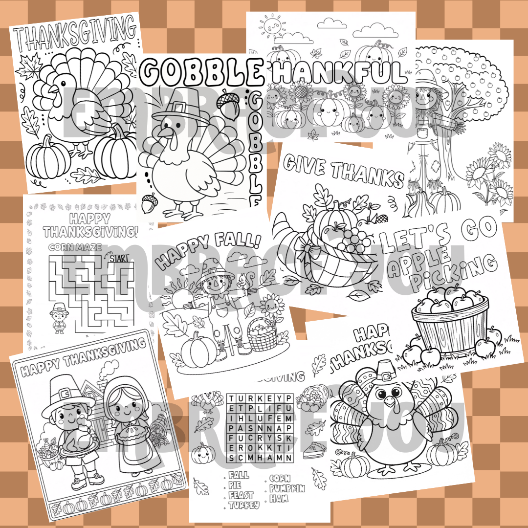 Thanksgiving Coloring Pages DIGITAL DOWNLOAD