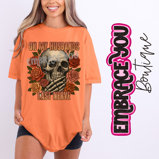 On My Husbands Last Nerve Comfort Colors Graphic Tee
