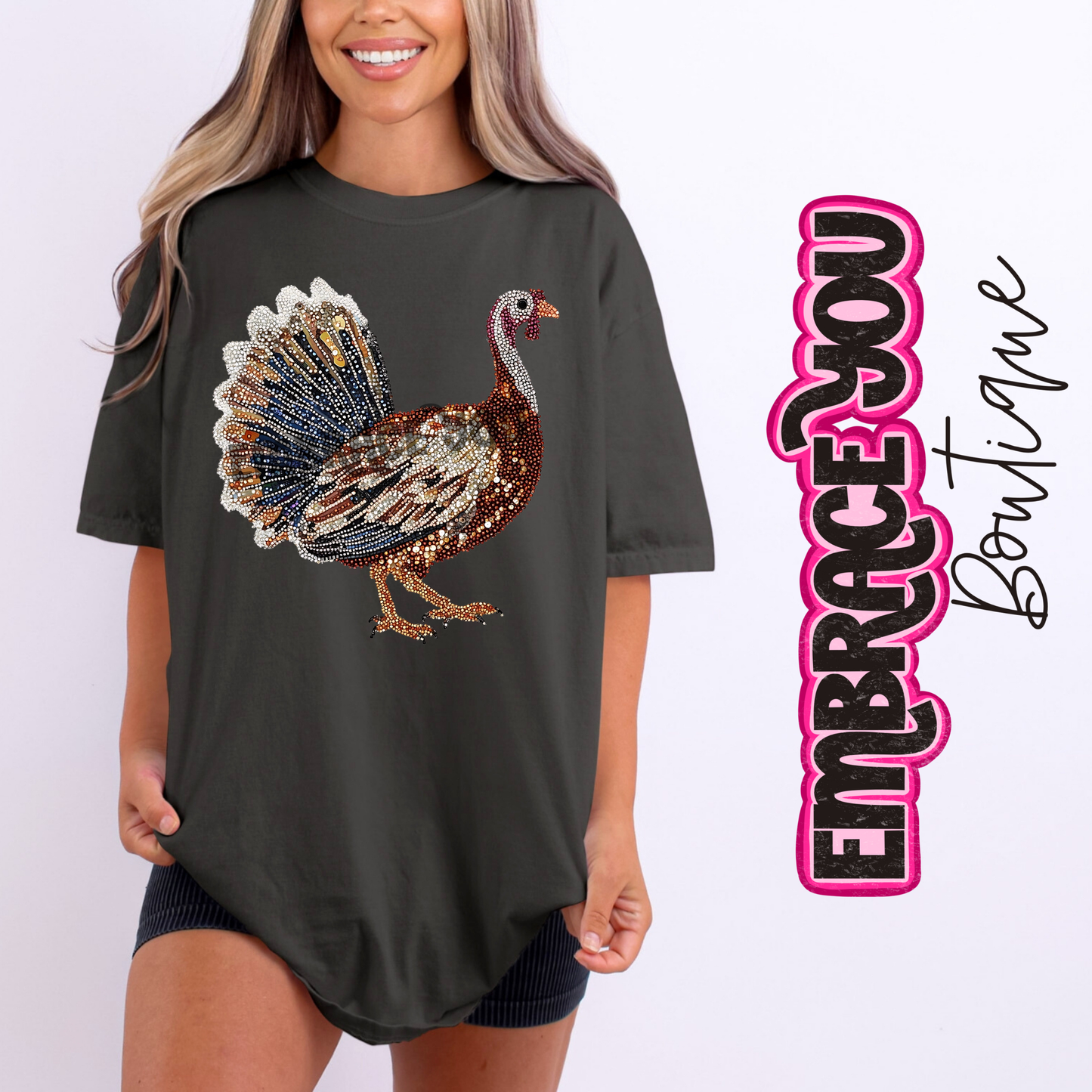 Faux Jewel Turkey Graphic Tee