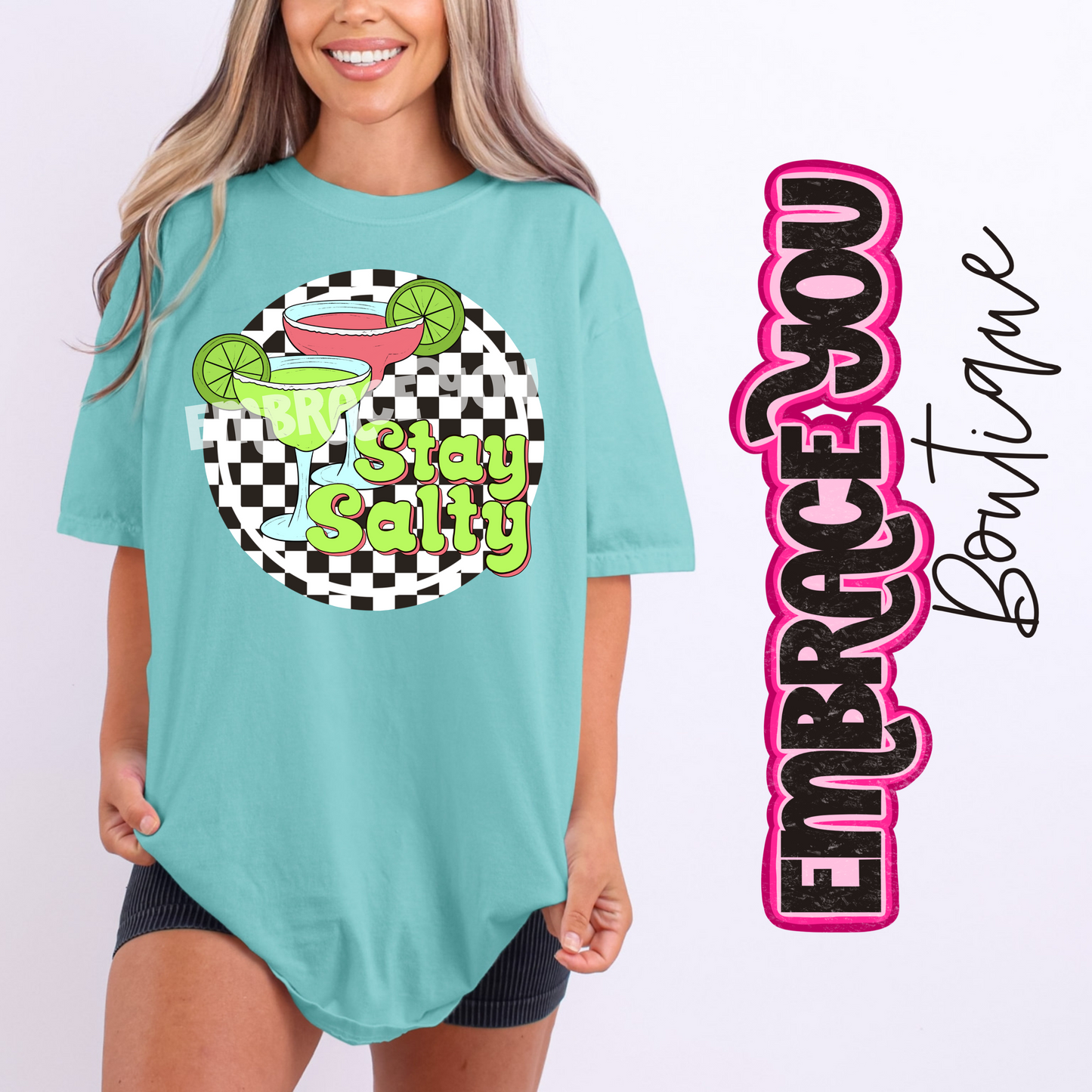 Checkered Stay Salty Graphic Tee