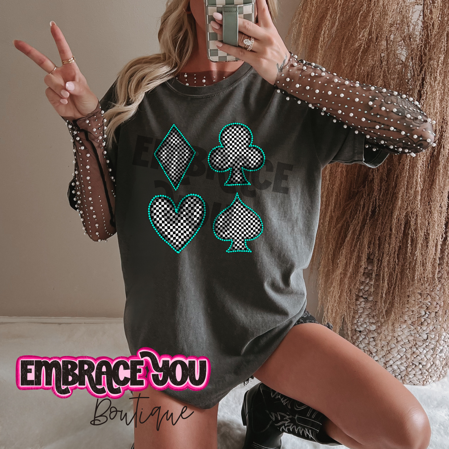 Checkered Playing Card Graphic Tee