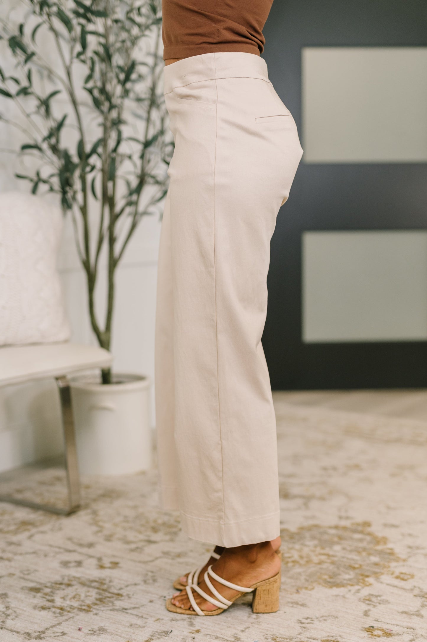 Only Pair High Waisted Wide Leg Bottoms in Linen