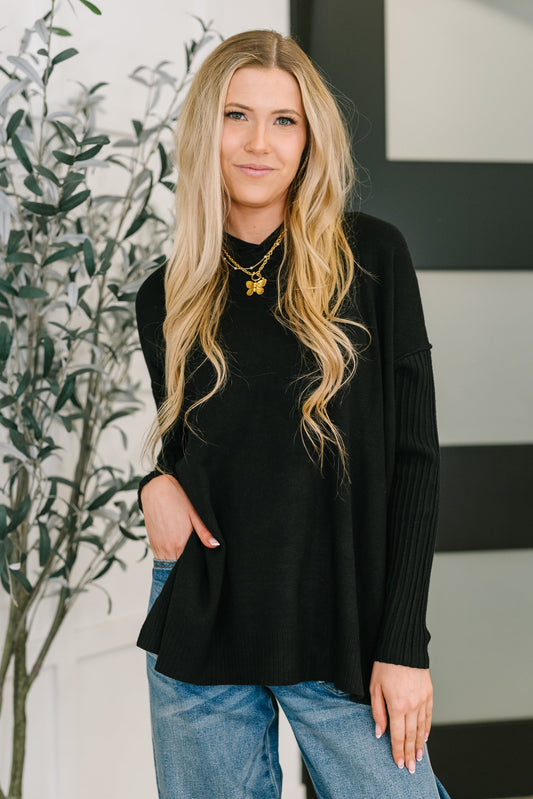 Running Late Hooded Long Sleeve in Black